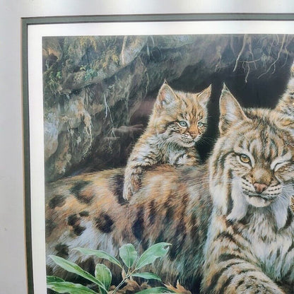 Vintage Bobcat Art Print Laura Finberg Mark Finberg Bobcat Ltd. Ed. 75 Framed Lg