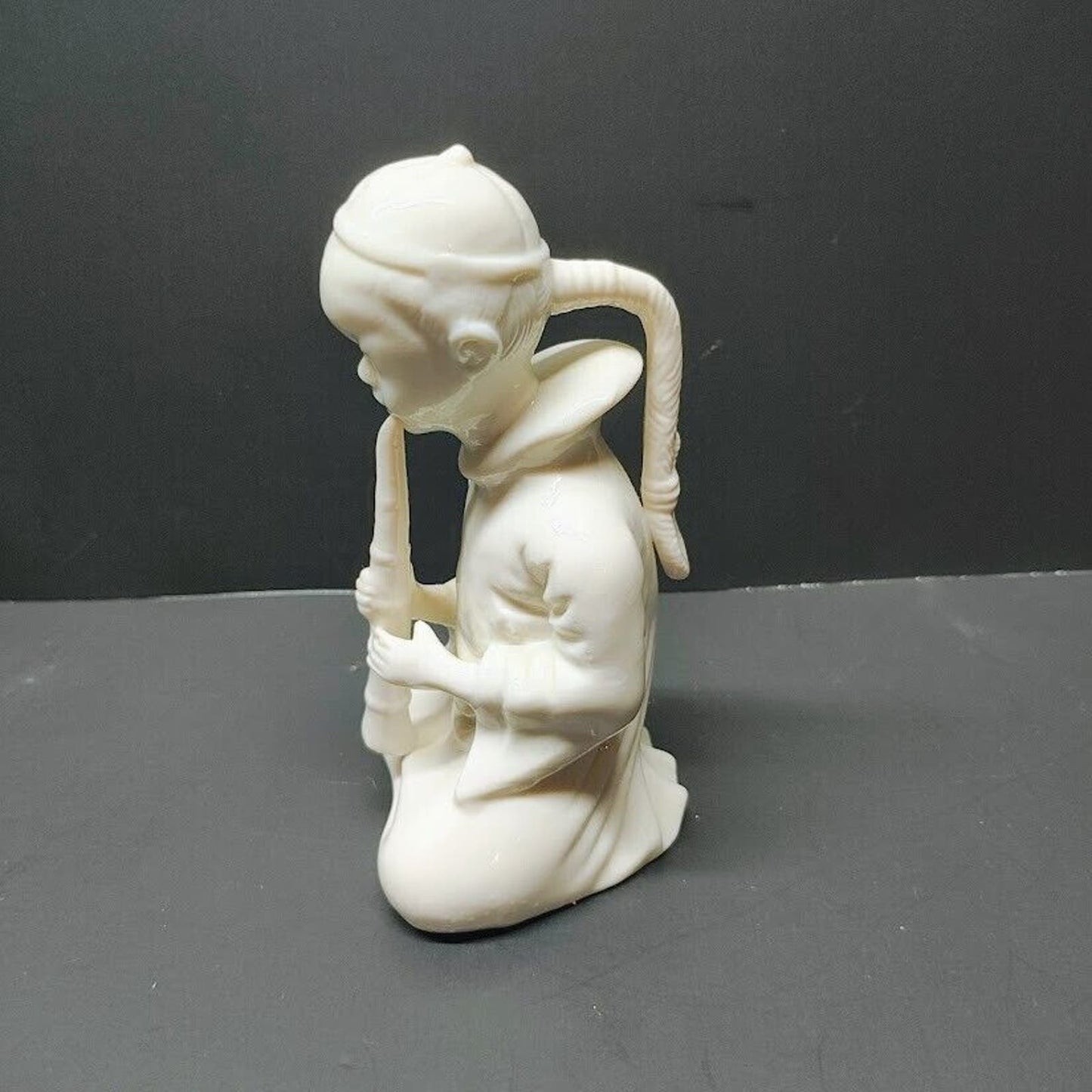 Boy Playing Flute White Porcelain Figurine ARDALT Japan Mid Century Statue 5.5''