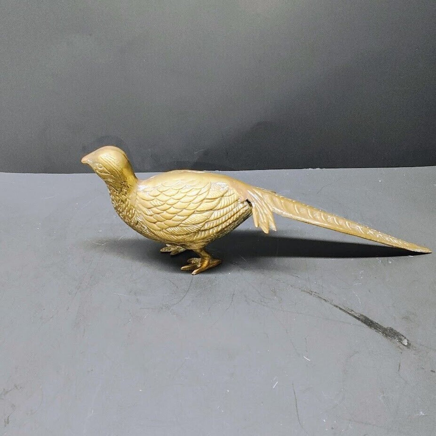 2 Vintage Solid Brass Pheasant Peacock Bird Figurine Statue 12.5in 13in MCM