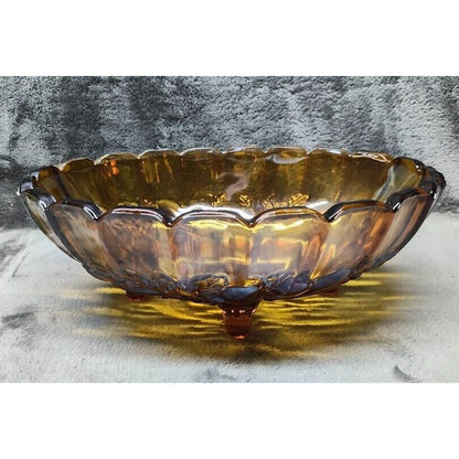 LOVELY VINTAGE OVAL CARNIVAL GLASS FOOTED CENTERPIECE BOWL/ EARLY 1900'S*