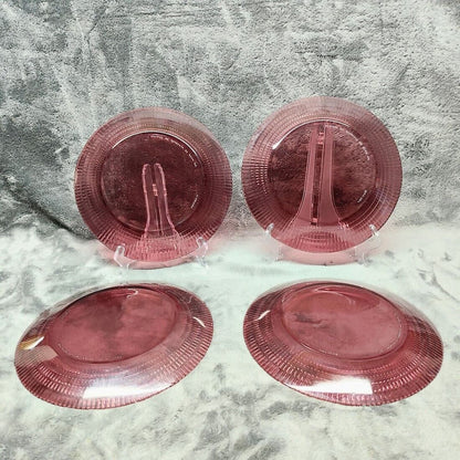 Set of 4 Vintage Fortecrisa Amethyst Glass Dinner Plates 10 in.