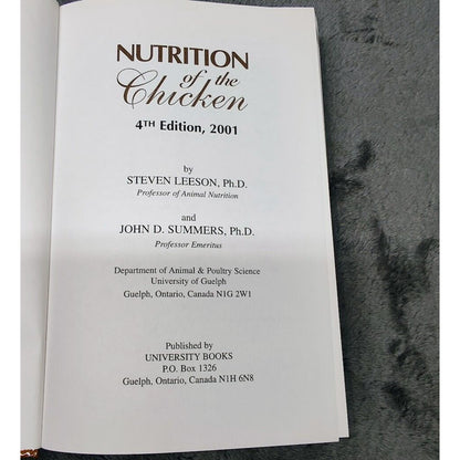 Scott's Nutrition Of The Chicken, 4TH Edition by S. Leeson; J.D. Summers