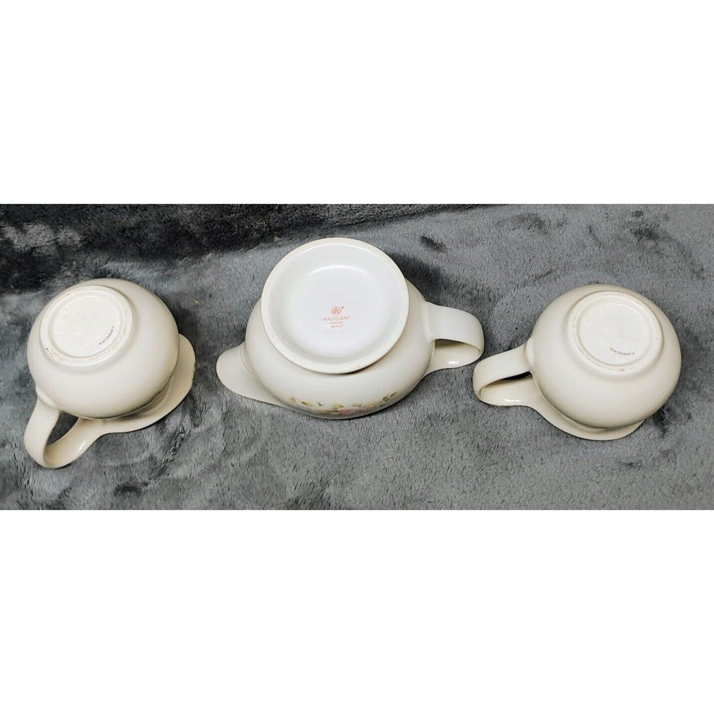 Pfaltzgraff Tea Rose Gravy Boat Server and Two (2) Creamers/Pitchers