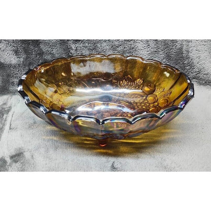 LOVELY VINTAGE OVAL CARNIVAL GLASS FOOTED CENTERPIECE BOWL/ EARLY 1900'S*