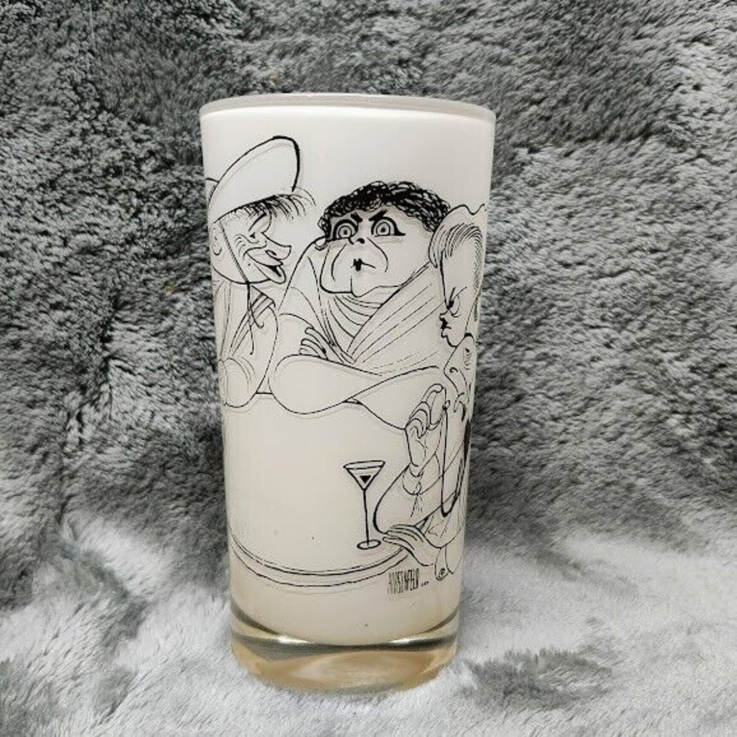 RARE! AL HIRSCHFELD “Movieland 1954” HI BALL Milk White Caricature