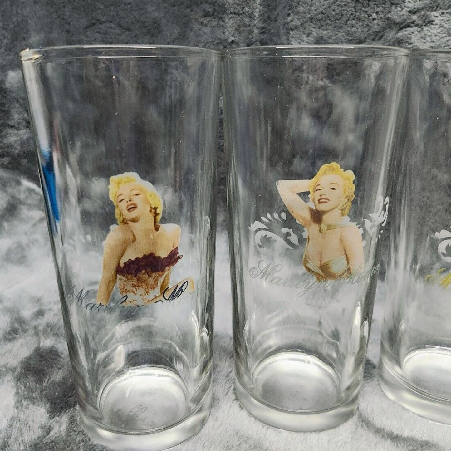 Set of 8 Bernard Of Hollywood Marilyn Monroe 6” H X 2 3/4"D Drinking Glasses