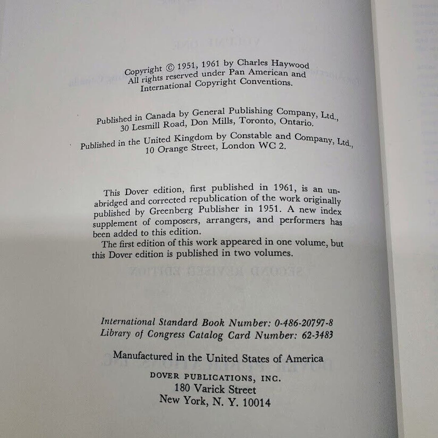 A BIBLIOGRAPHY OF NORTH AMERICAN FOLKLORE AND FOLKSONG 1 & 2 By Charles Haywood