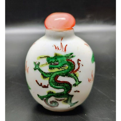 Vintage Chinese Porcelain Bottle with Dragon on both sides