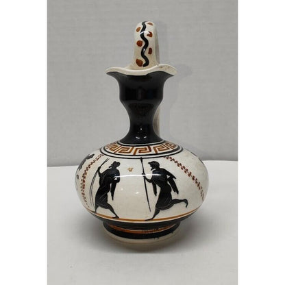 Vintage Kutahia Athens Greece Small 6" Hand Painted vase/urn with greek men