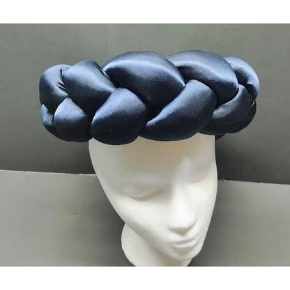 Women's Blue halo headpiece Fascinator hat Silk Ribbon & Gem