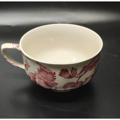 English Chippendale Coffee Cup Red/Pink on White by Johnson Bros.1935-65