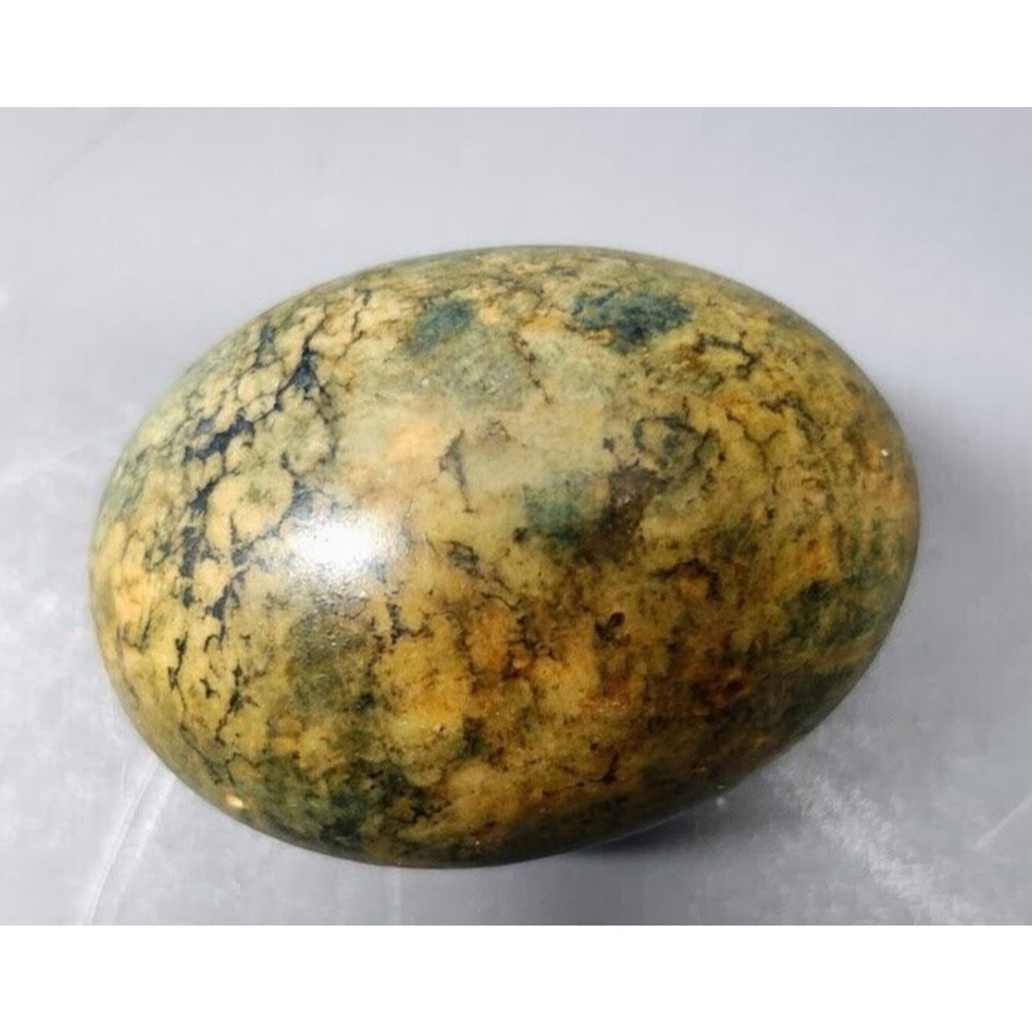 Vintage Italian Stone Egg Easter Egg Dark Green 2.5 inches With Sticker