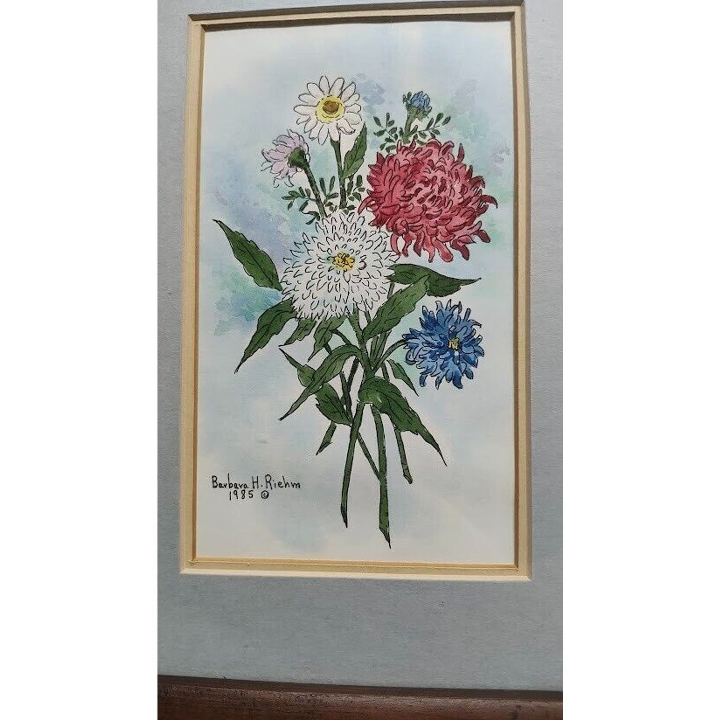 Lot of 3 - ORIGINAL Watercolors By BARBARA H. RIEHM Framed & Matted 1982 & 1985