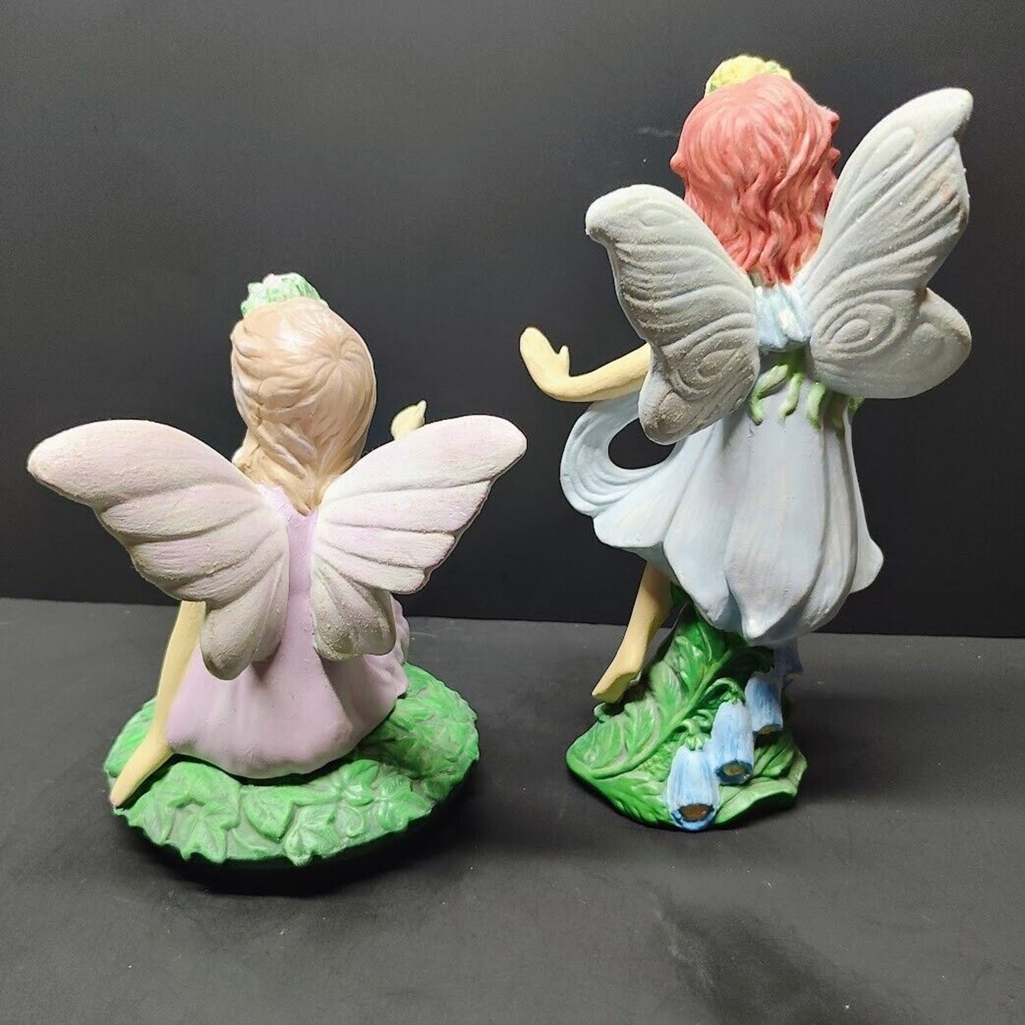 Lot of 2 Hand painted ceramic Fairies 8 inch Tall & 9 inch Tall Great for a gift