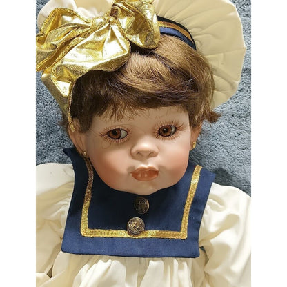 PAIR Precious Heirlooms 1991 Spanos Jacques & Jolie Nautical Porcelain Boy Doll