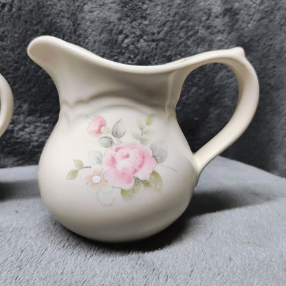 Pfaltzgraff Tea Rose Gravy Boat Server and Two (2) Creamers/Pitchers