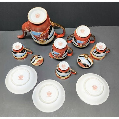 Occupied Japan COFFEE / TEA SET MORIAGE SATSUMA STYLE GEISHA HAND PAINTED 14 PCS