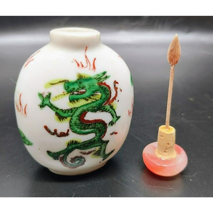 Vintage Chinese Porcelain Bottle with Dragon on both sides