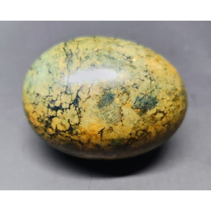 Vintage Italian Stone Egg Easter Egg Dark Green 2.5 inches With Sticker