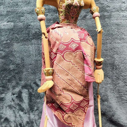 Vintage Wayang Golek Wooden Bali Puppet Indonesia Asian Stick Puppet Marionette