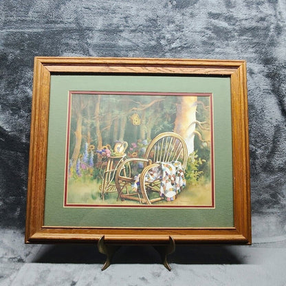 peace in the garden lithograph Print Wall Art , Signed by J. B. Gibson,