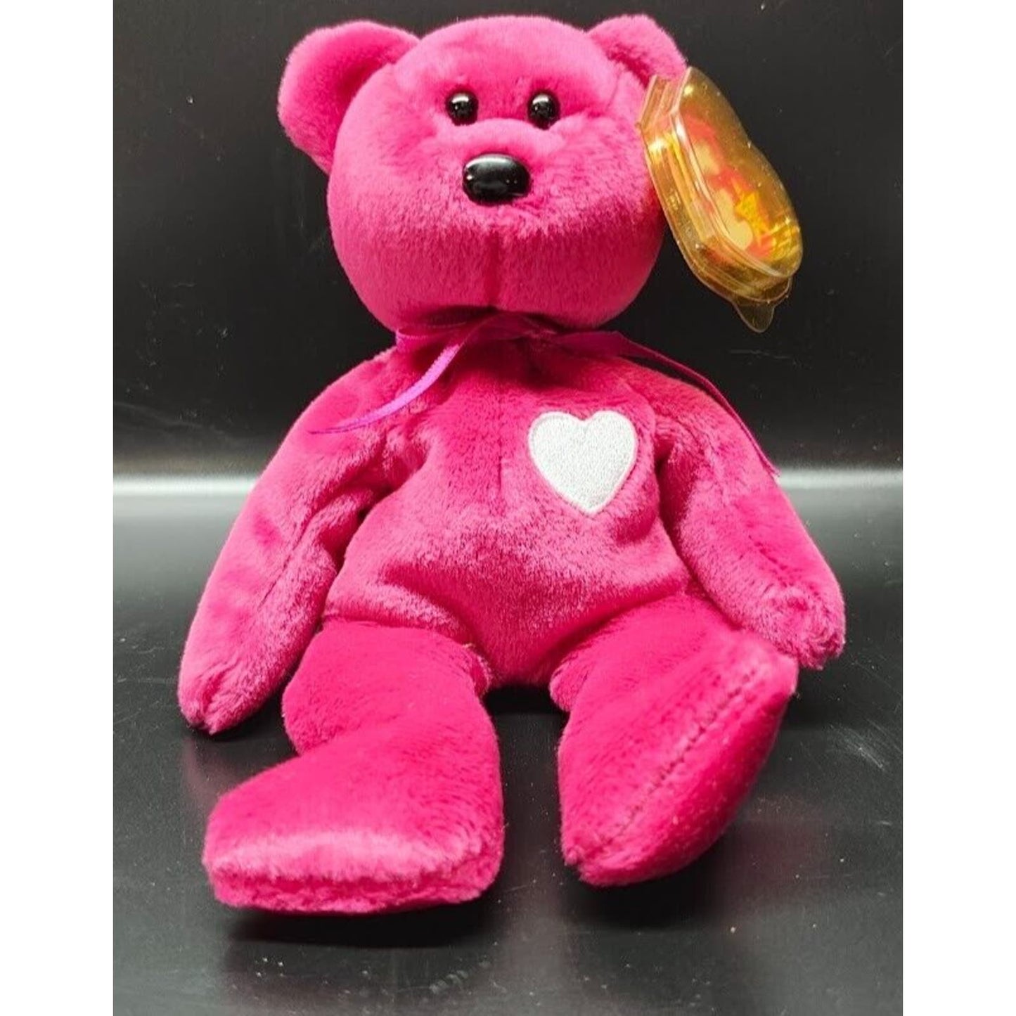 NWT RARE Retired Original Beanie Baby PInk Bear 'Valentina' 1999 In Case