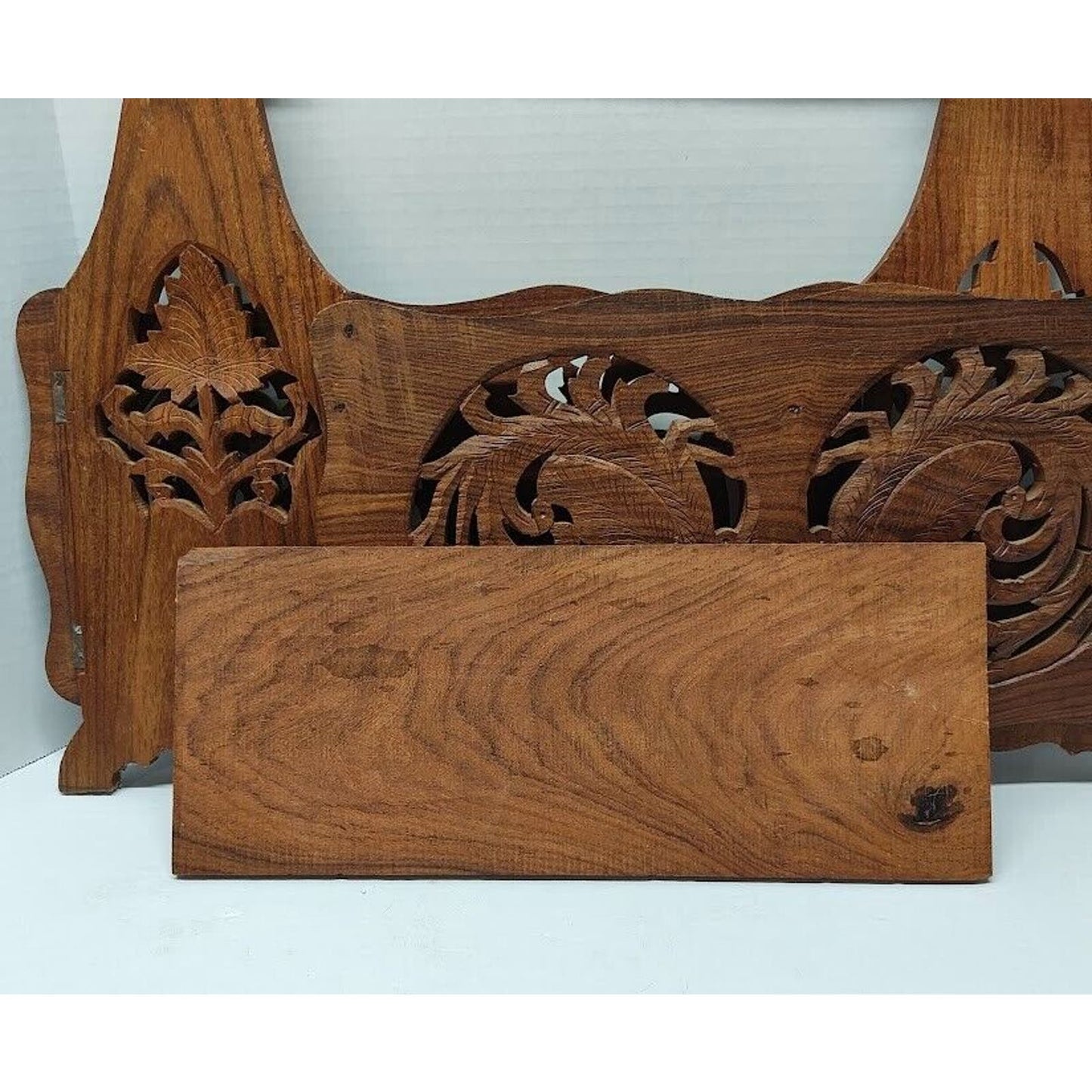 Vintage handmade wooden magazine rack-Newspaper rack-Letter holder-Carved Folk