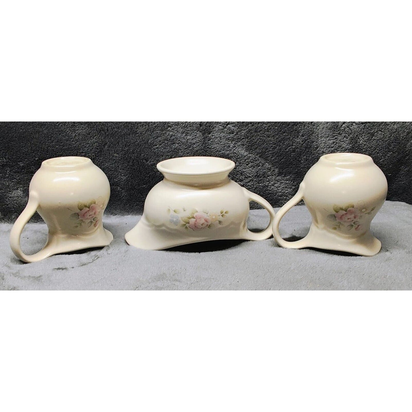 Pfaltzgraff Tea Rose Gravy Boat Server and Two (2) Creamers/Pitchers