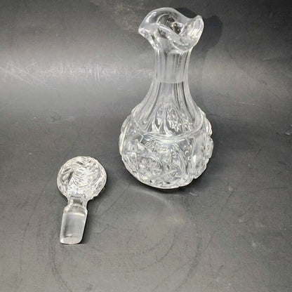 Crystal Clear Cut Glass Art Deco Decanter with Stopper Cruet