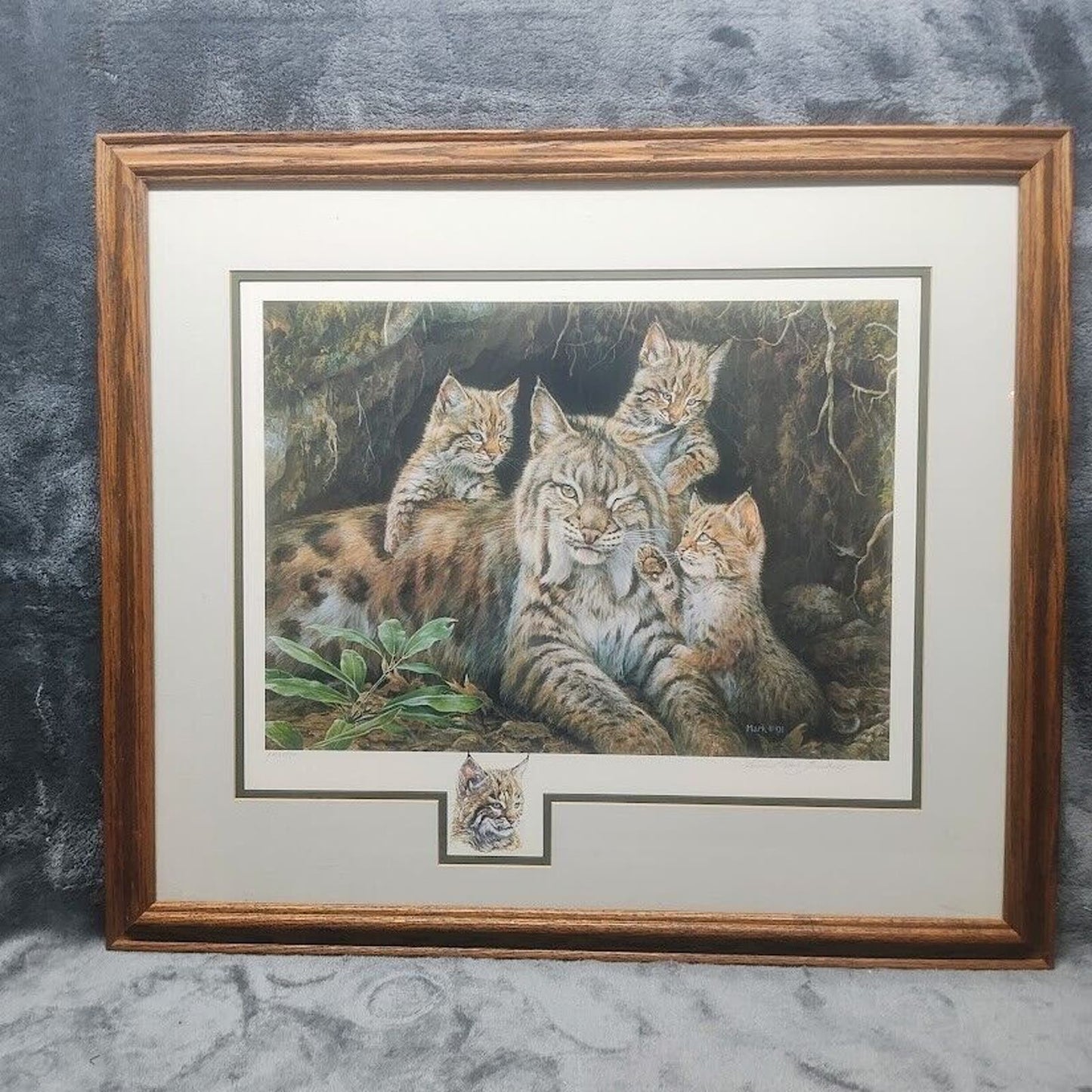 Vintage Bobcat Art Print Laura Finberg Mark Finberg Bobcat Ltd. Ed. 75 Framed Lg