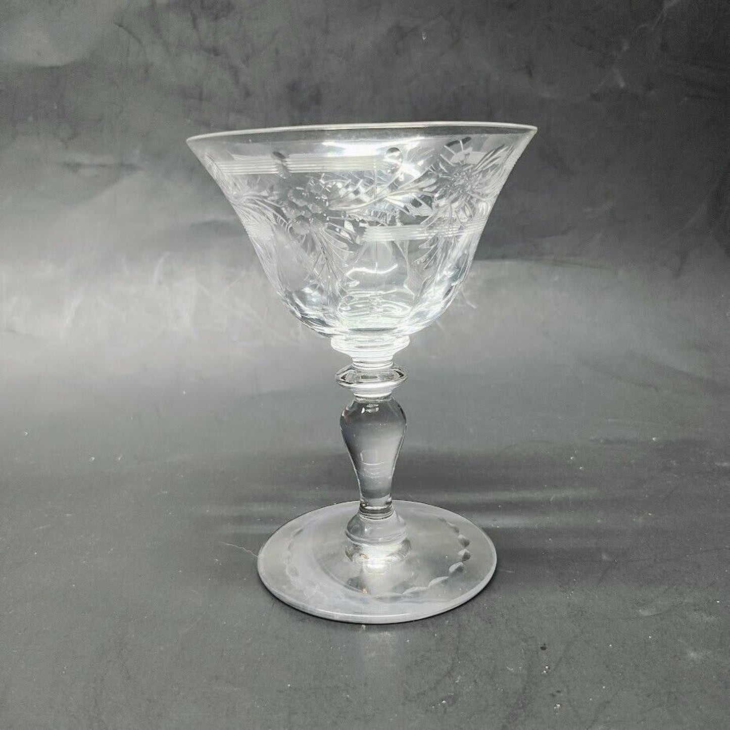 7 JULISKA 4.8in Tall Etched Dessert  Parfait Glass Made in Czech Republic