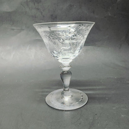 7 JULISKA 4.8in Tall Etched Dessert  Parfait Glass Made in Czech Republic