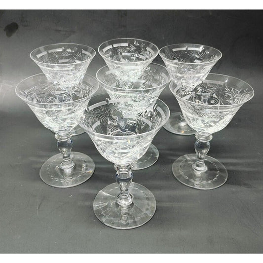 7 JULISKA 4.8in Tall Etched Dessert  Parfait Glass Made in Czech Republic