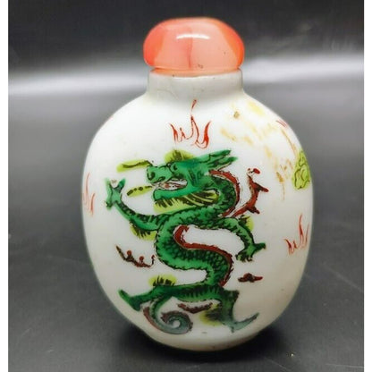 Vintage Chinese Porcelain Bottle with Dragon on both sides