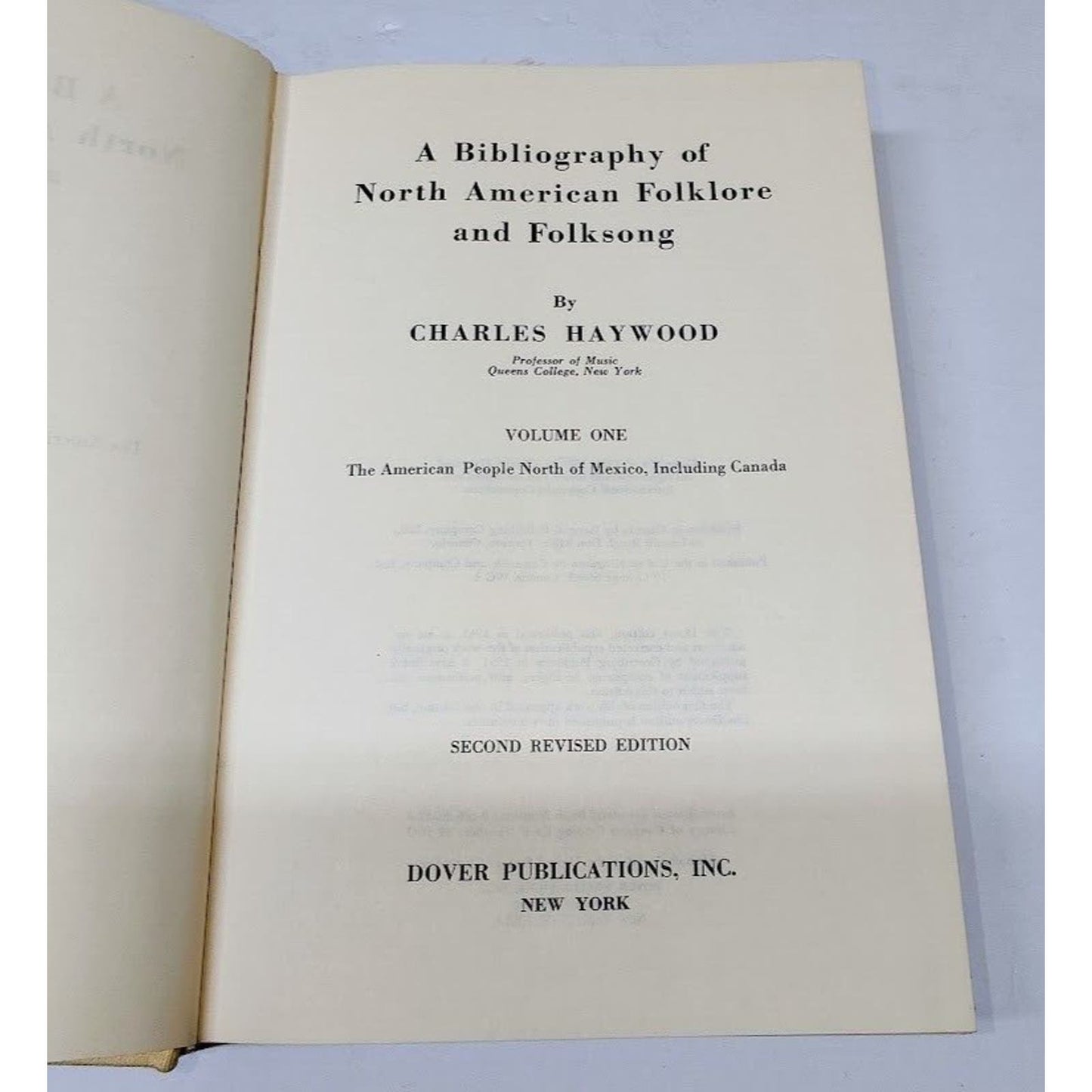 A BIBLIOGRAPHY OF NORTH AMERICAN FOLKLORE AND FOLKSONG 1 & 2 By Charles Haywood