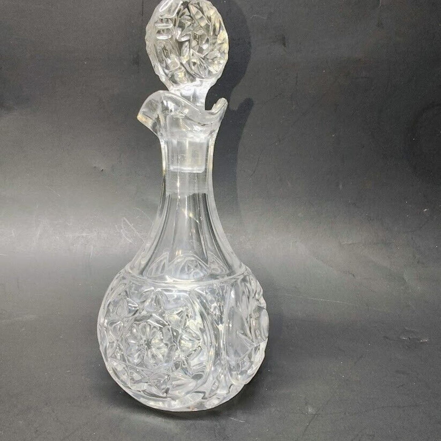 Crystal Clear Cut Glass Art Deco Decanter with Stopper Cruet