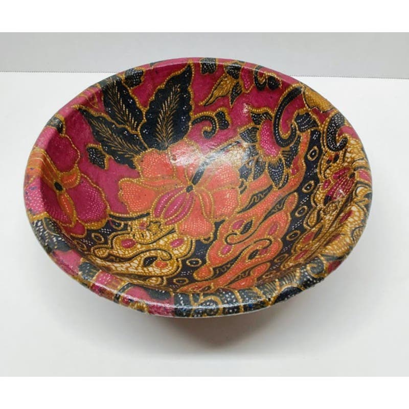 Very Unique Vintage Hand Painted & Glazed floral pattern Ceramic bowl See Photos