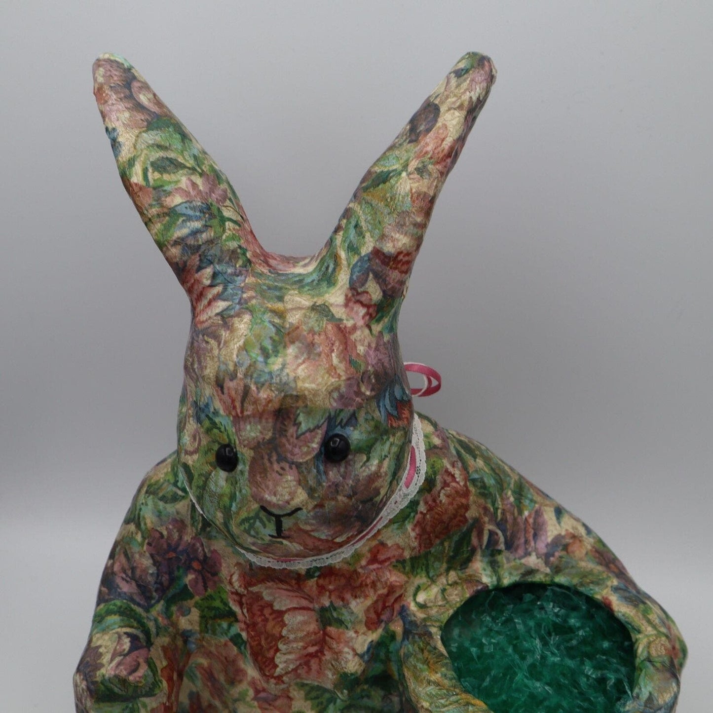 Paper Mache Rabbit With Ribbons, Small Compartment