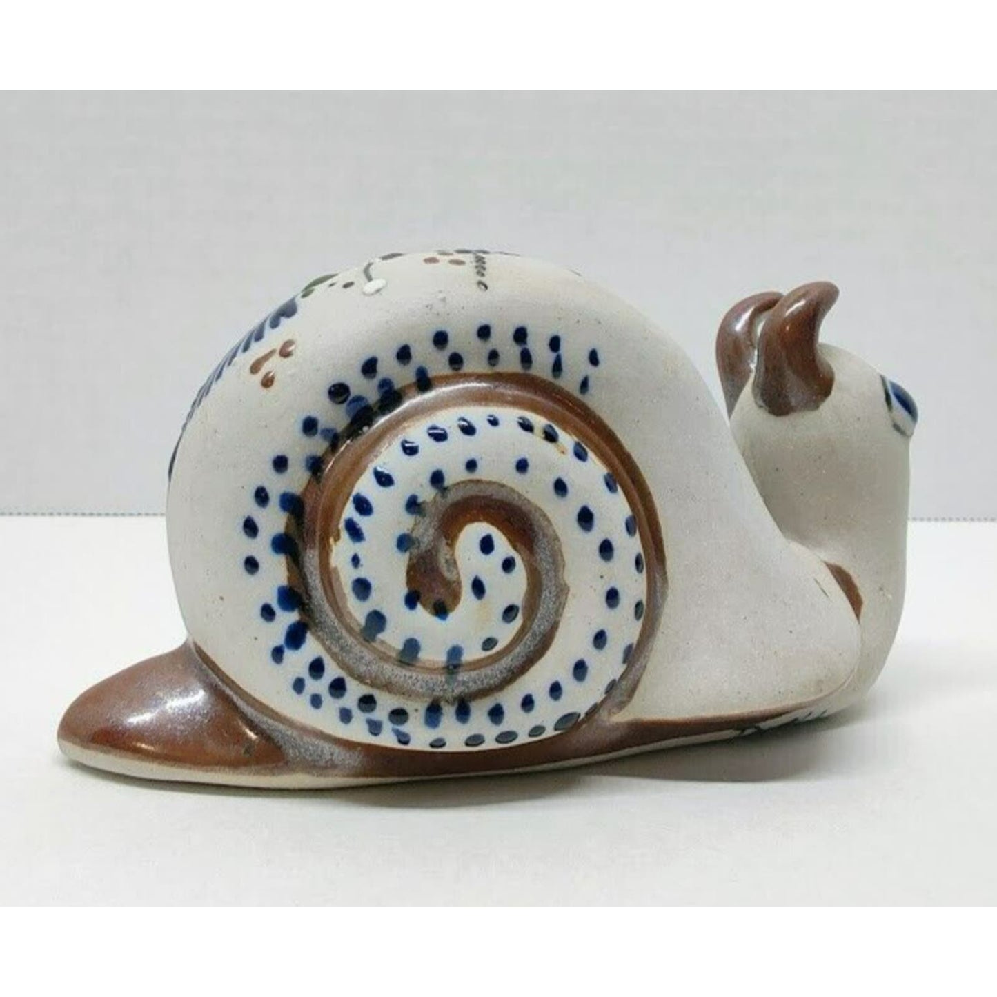 Tonala Snail Mexican Folk Art Pottery Hand Painted Mexican Style Vintage