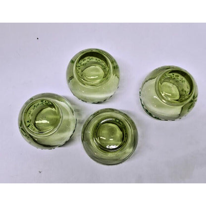 4 Mint Bouquet Daisy On Olive Green Libby Mint Boquete Juice Glasses Retro...