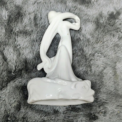 German Porcelain Nude Scarf Dance Carp Hat Pin Flower Holder Art Deco Original