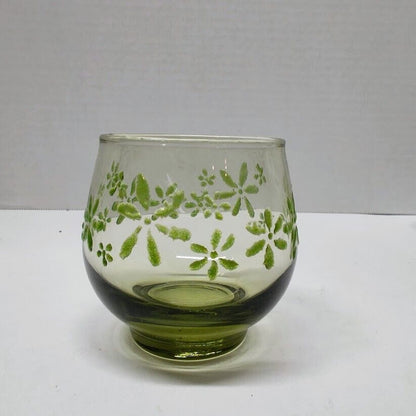 4 Mint Bouquet Daisy On Olive Green Libby Mint Boquete Juice Glasses Retro...